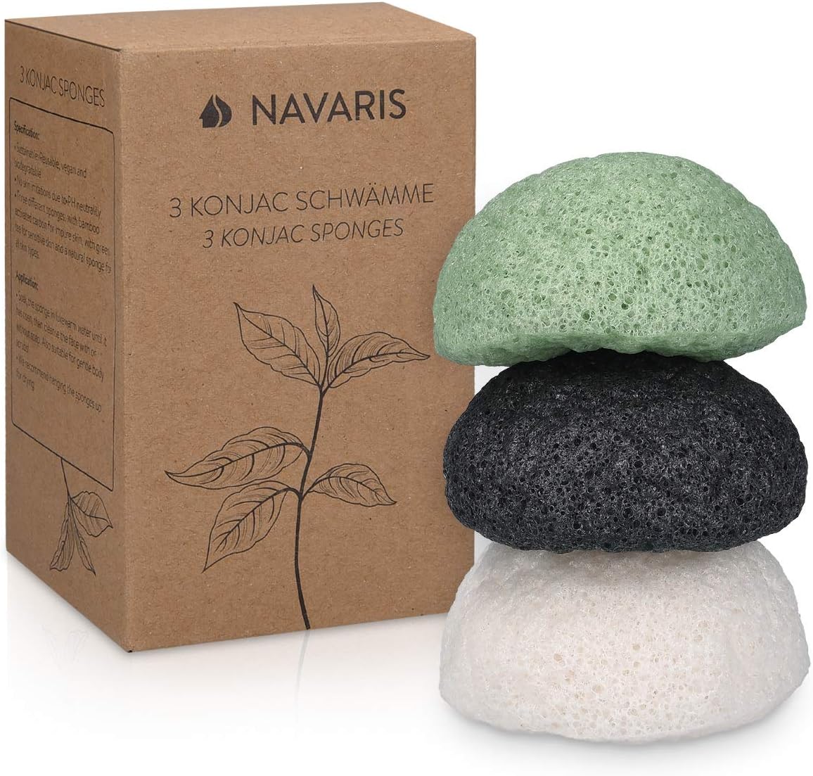 Set 3 Spugne Konjac per il Viso